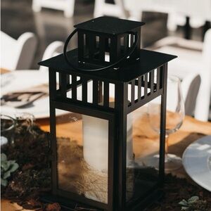 IKEA Black Lantern for block candle, indoor/outdoor black, Candle Holder 11”
